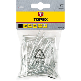 Popnagels 4.8 x 10 mm 50 stuks Topex 43E502