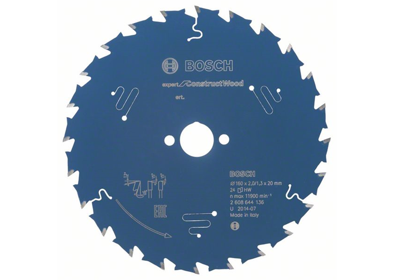 Zaagblad voor cirkelzaag 160x20mm T24 Bosch Expert for Construct Wood