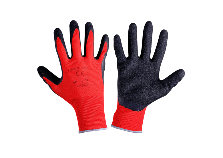 Werkhandschoenen met latexcoating, zwart-rood, 12 paar, 9 Lahti Pro L211209W