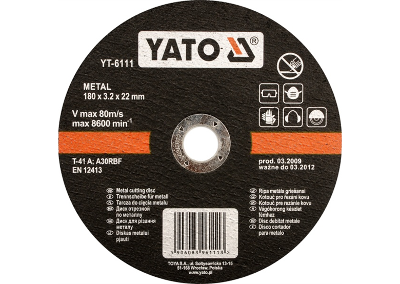 Doorslijpschijf voor metaal 125x1,2x22mm Yato YT-5923