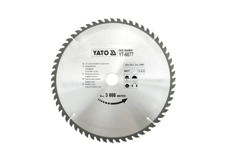 Zaagblad voor hout, met wolfraam 300x30mm T60 Yato YT-6077