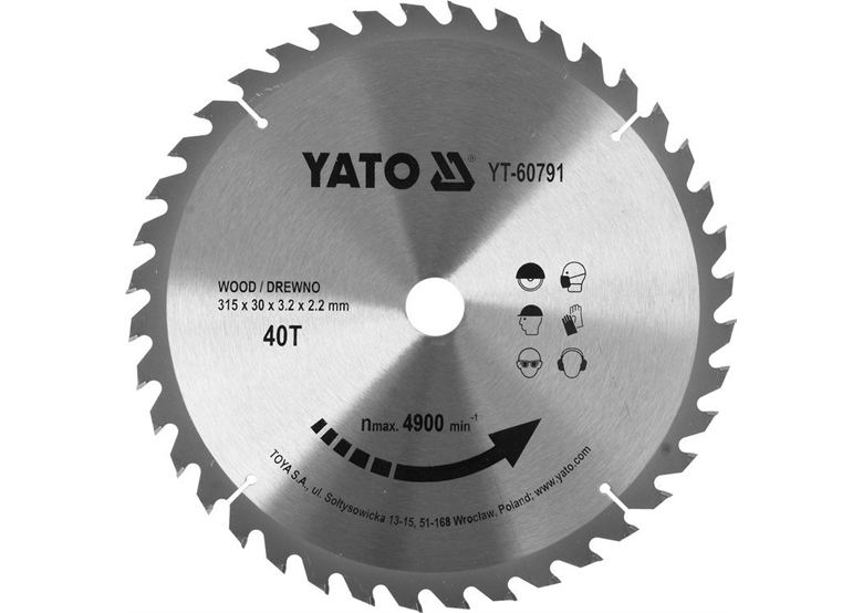 Zaagblad Widia voor hout 315x30mm Yato YT-60791