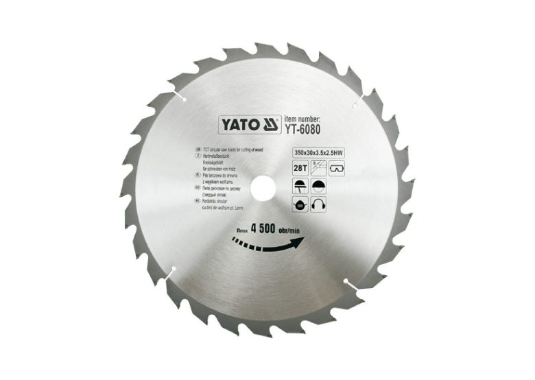 Hardmetaal cirkelzaagblad  350x30mm T28 Yato YT-6080