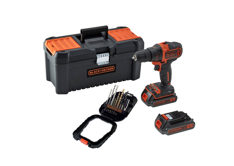 Klopboor-/schroefmachine met 16 accessoires BlackDecker BDCDD186BT