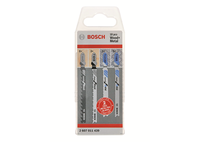 Decoupeerzaagbladen voor hout en metaal 18 stuk Bosch 2607011439