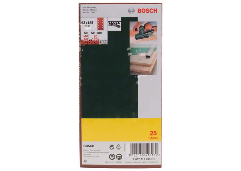 Schuurbladenset voor vlakschuurmachines, K40, 60, 80, 120, 25st. Bosch 2607019495