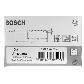 Metaalboren HSS-R, DIN 338 Bosch 2608596586