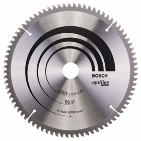 Cirkelzaagblad Optiline Wood 254x30mm T80 Bosch 2608640437