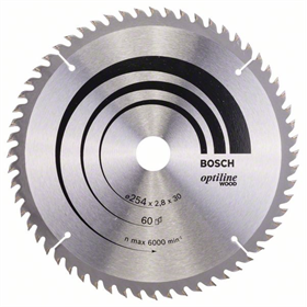 Cirkelzaagblad Optiline Wood 254x30mm T60 Bosch 2608640444