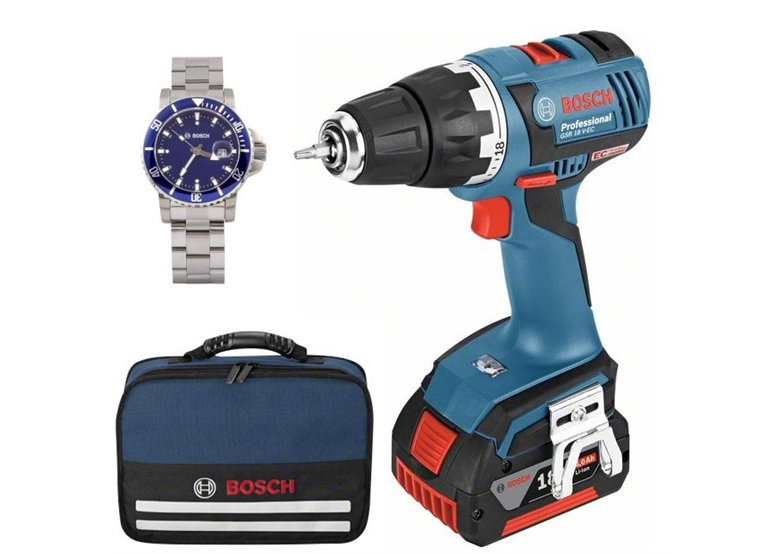 Accu boor-schroefmachine met tas en horloge Bosch GSR 18V-EC