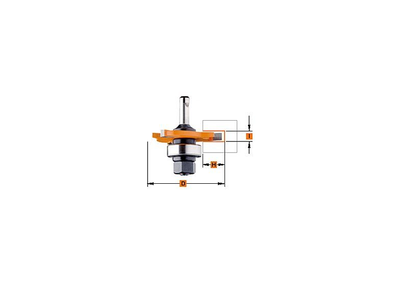 Schijffrees met lager + spindel schacht 8mm,  I-3, D-47,8, H-12,8 Cmt 922.330.11A