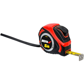 Meetlint 5m/19mm, rood, auto - lock, dubbelzijdige tape Dedra M591P