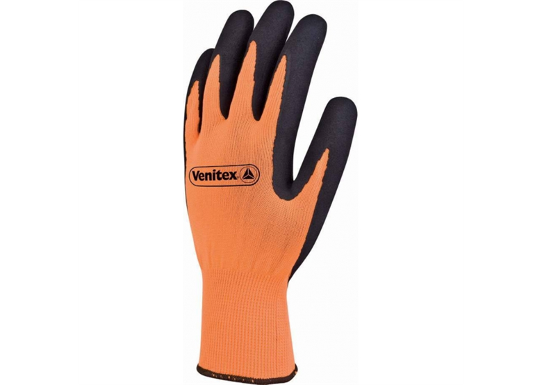 Handschoenen gemaakt van polyester fluorescerend bekleed met latex schuim, oranje, maat 9 DeltaPlus Venitex VV733APOLLON