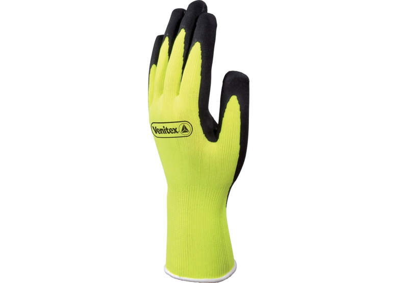 Werkhandschoenen gebreid fluorescerende polyester met latex schuim, geel maat 9 DeltaPlus Venitex VV733APOLLON