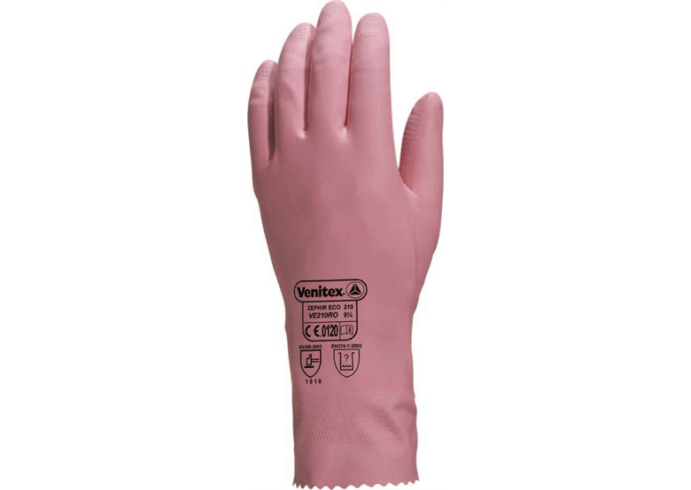 Huishoudhandschoenen latex, roze, grootte 7.5 DeltaPlus Venitex ZEPHIR 210