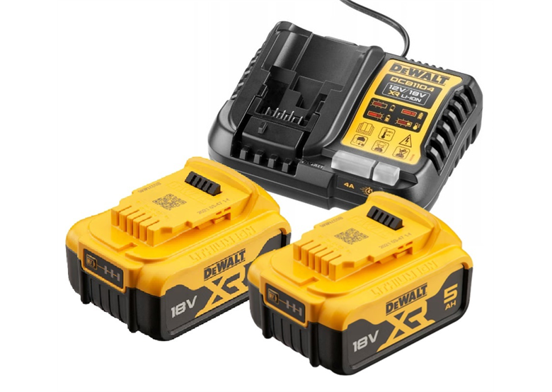 Lader en 2 accu's 18V 5.0Ah DeWalt DCB1104P2