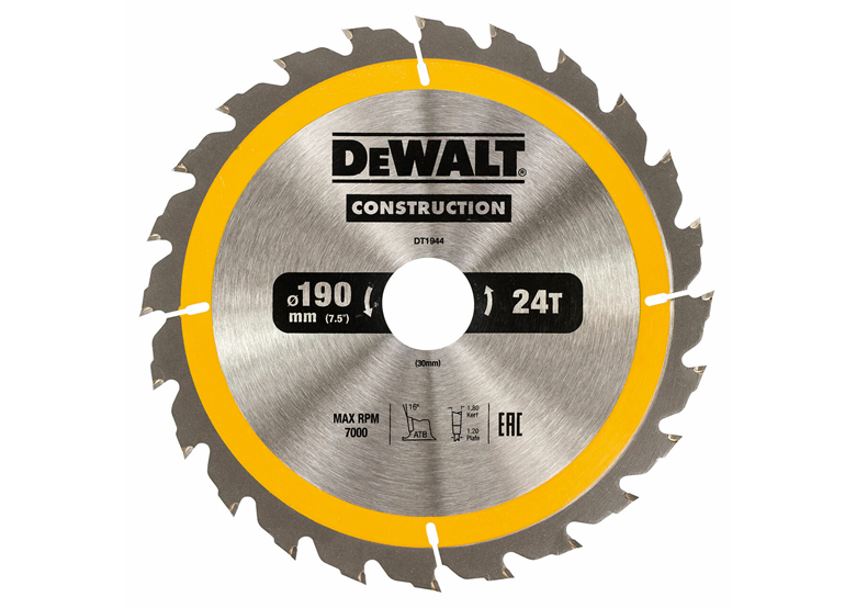 Cirkelzaagblad 190x30mm 24T DeWalt DT1944-QZ