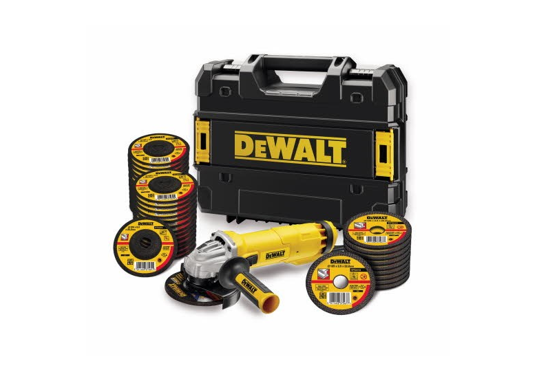 Haakse slijper in koffer met 35 schijven DeWalt DWE4237KT