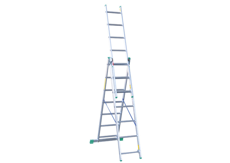 Aluminium ladder 3-elements 675cm 10 + 10 + 10 treden Drabex DR4210