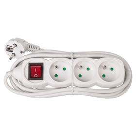 Stekkerdoos met 3 stopcontacten en verlengkabel 3m /H05VV-F 3G1/ wit Emos P1313