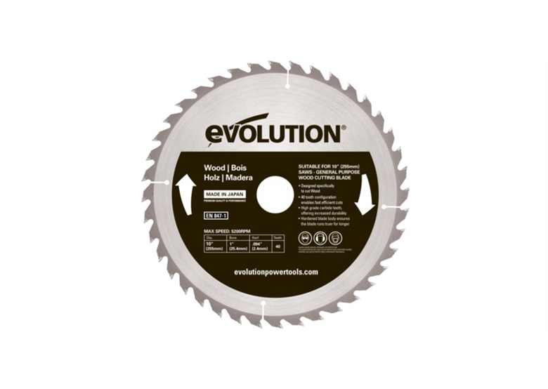 Zaagblad voor hout - 255mm Evolution EVO-255-40-D