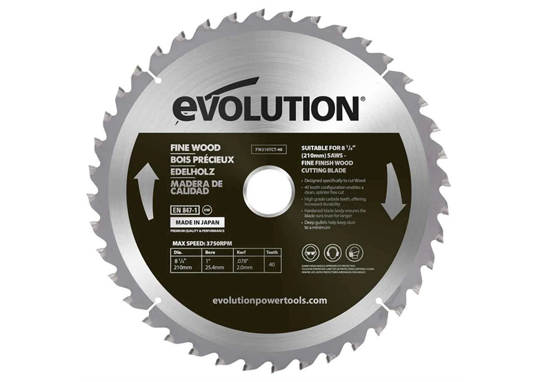 210 mm getande zaag Evolution EVO-FW210TCT-40