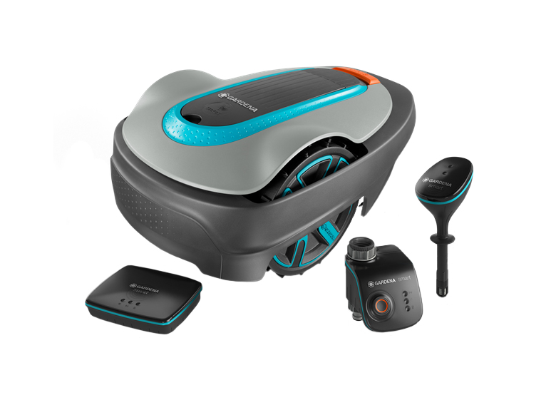 Robotmaaier Sileno city, vochtigheidssensor en besproeiingscontroller Gardena smart