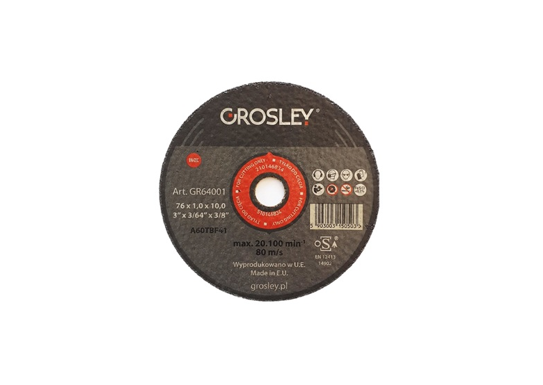 Doorslijpschijf inox 76mm Grosley GR64001