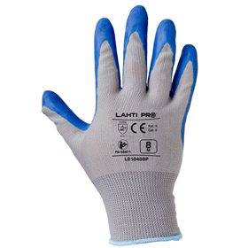 Werkhandschoenen polyester, latex L210410P, 12 paar, 10 Lahti Pro L210410W