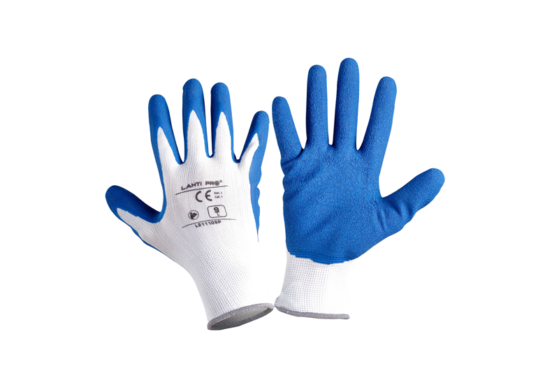 Werkhandschoenen met latexcoating, marineblauw-wit, 12 paar, 9 Lahti Pro L211109W