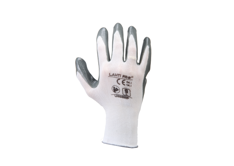 Werkhandschoenen met nitril coating, grijs-wit, 12 paar, 8 Lahti Pro L220308W