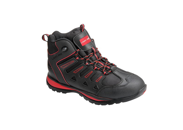 Werkschoenen/hoog, leer/Oxford stof, grijs-rood, sb sra, 40 Lahti Pro L3010740