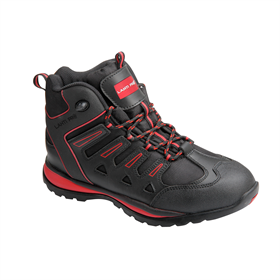 Werkschoenen/hoog, leer/Oxford stof, grijs-rood, sb sra, 45 Lahti Pro L3010745