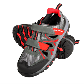 Werkschoenen sandalen, suède/mesh-stof grijs-rood s1 sra, 46 Lahti Pro L3060346