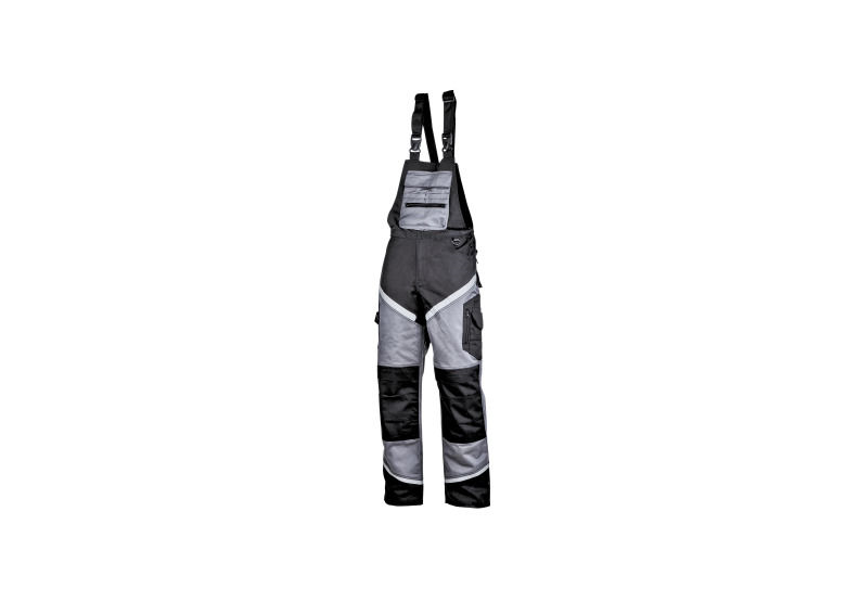 Werkbroek met bretels, zwart - grijs met reflecterende strepen M Lahti Pro L4061302