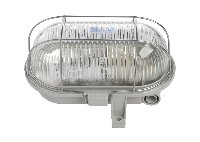 Armatuur Oval 100 W grijs met metalen frame Lena Lighting 100178