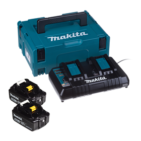 Accu's set 18V 6,0Ah x2 met oplader Makita 198077-8