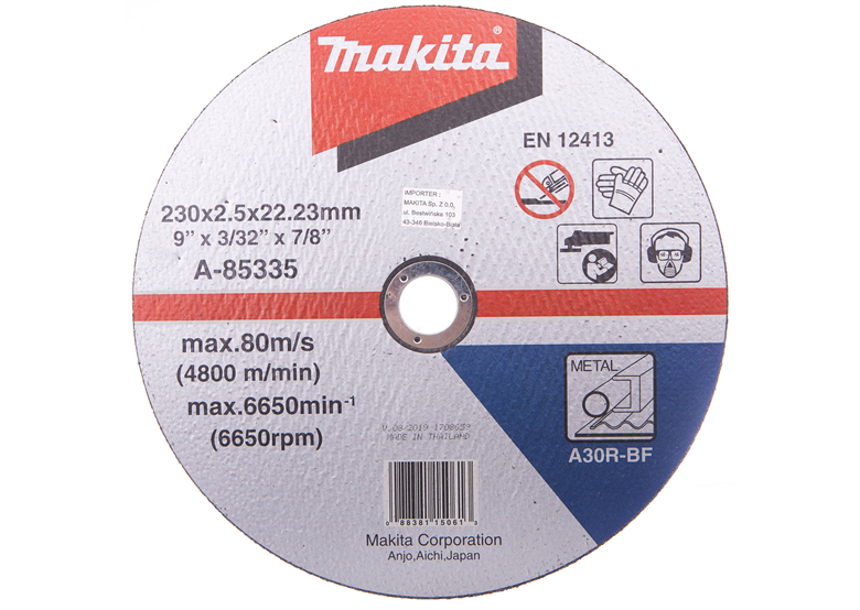 Doorslijpschijf voor metaal 230x2,5x22mm Makita A-85335