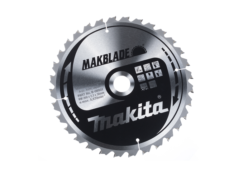 Zaagblad MAKBLADE MSC26032G 260x30mm T32 Makita B-08931