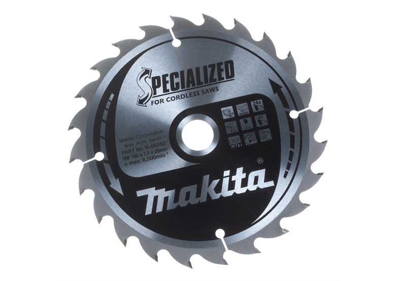 Cirkelzaagblad GESPECIALISEERD, CCC16524E 165x20mm T24 Makita B-09167