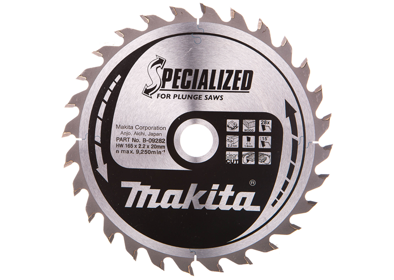 Gespecialiseerd zaagblad voor zaagmachines en invalcirkelzagen CSP16528E 165x20mm T28 Makita B-09282