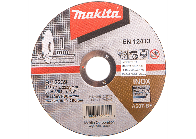 Doorslijpschijf voor metaal 125x1mm Makita B-12239