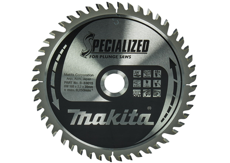 Zaagblad voor hout Specialized 165x20mm, 48 tanden Makita B-33015