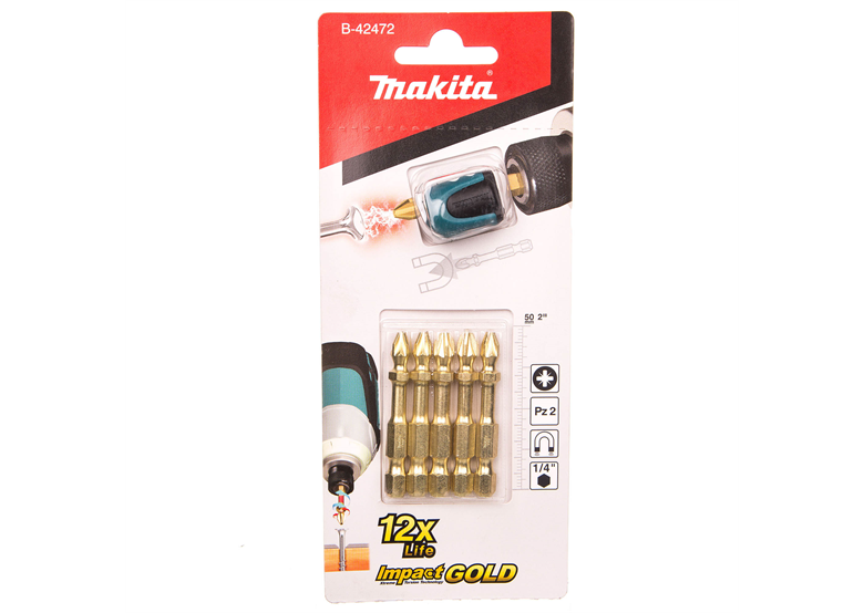 Makita Bit-Set PZ2 – 5 Stück, 50 Mm, Mit UltraMag Mini Für Schnellen Wechsel
