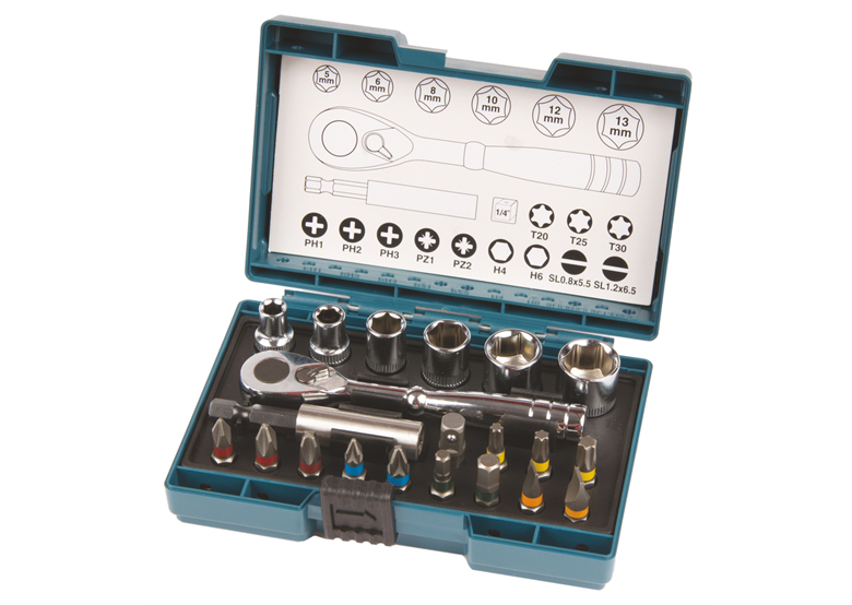 Bits- en dopsleutelset, 21 stuks. Makita B-54081