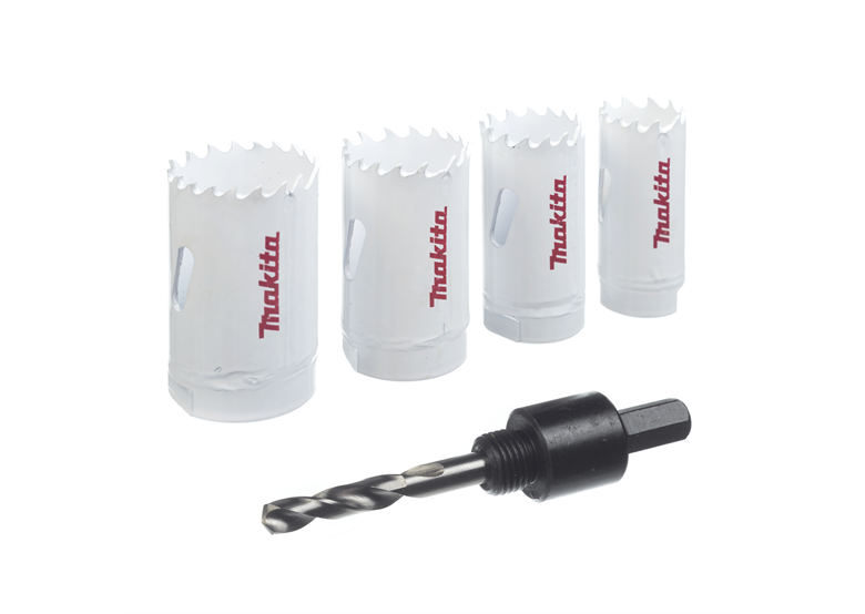 Gatenzaag set 6-delig,  22, 25, 29, 32 mm + adapter + geleidingsboren Makita D-33641