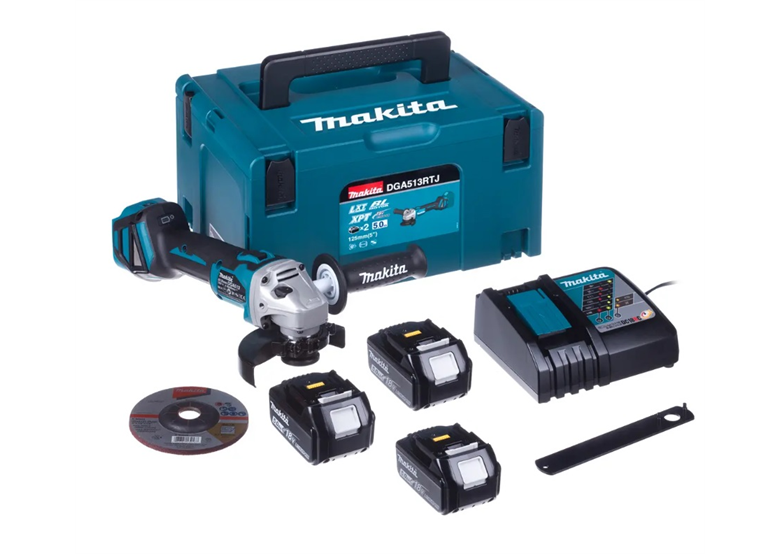 Haakse slijpmachine Makita DGA513RT3J 3x5.0Ah MAKPAC 3