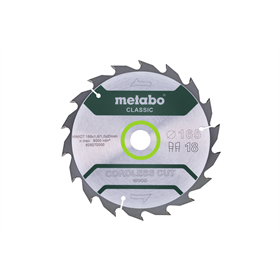 Zaagblad "cordless cut wood - classic", 165x20 Z18 WZ 20° Metabo 628272000