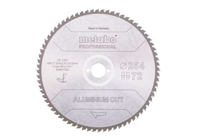 Zaagblad "aluminium cut - professional", 254x30 Z72 FZ/TZ 5°neg Metabo 628447000