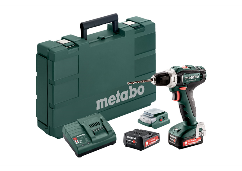 Boor-schroefmachine met power-adapter USB Metabo PowerMaxx BS 12 + PA 12 LED-USB